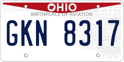 OH license plate GKN8317