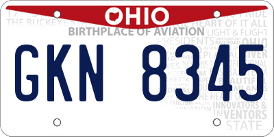 OH license plate GKN8345