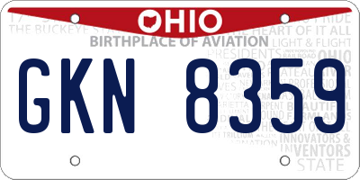 OH license plate GKN8359