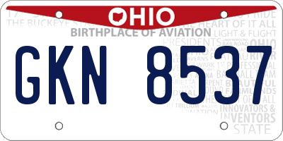 OH license plate GKN8537