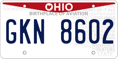 OH license plate GKN8602