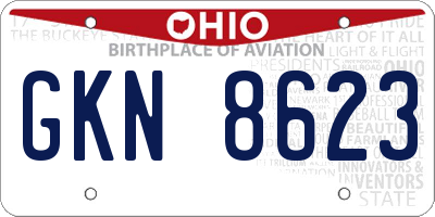 OH license plate GKN8623