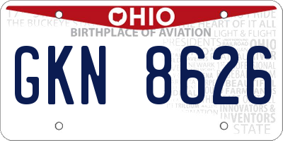 OH license plate GKN8626