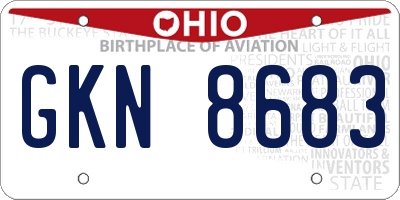 OH license plate GKN8683