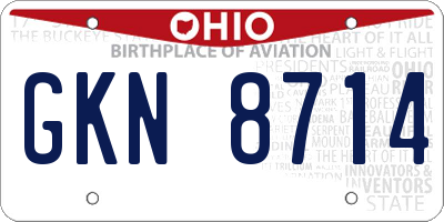 OH license plate GKN8714