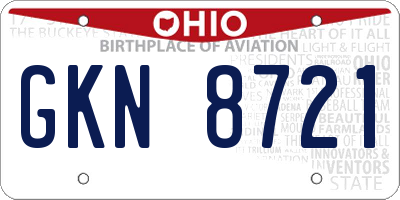 OH license plate GKN8721