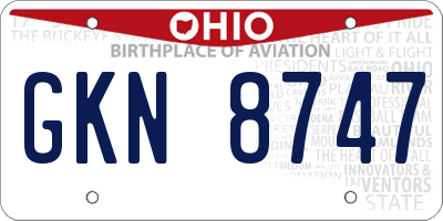 OH license plate GKN8747
