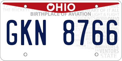 OH license plate GKN8766