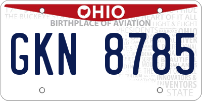 OH license plate GKN8785