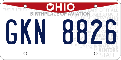 OH license plate GKN8826