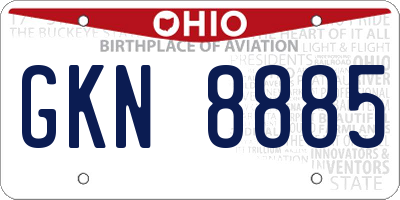 OH license plate GKN8885