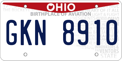 OH license plate GKN8910