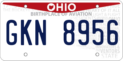 OH license plate GKN8956