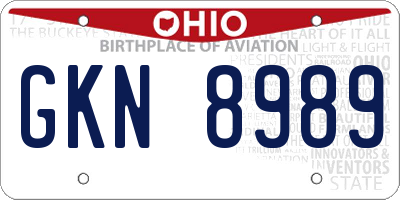 OH license plate GKN8989