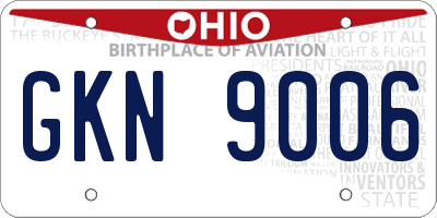 OH license plate GKN9006
