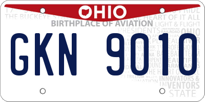 OH license plate GKN9010