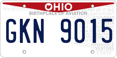 OH license plate GKN9015
