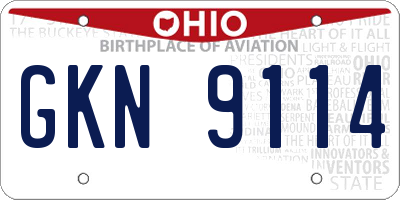 OH license plate GKN9114