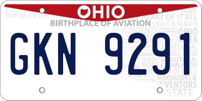 OH license plate GKN9291