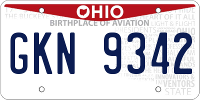 OH license plate GKN9342