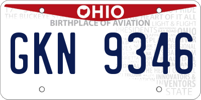 OH license plate GKN9346