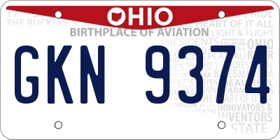 OH license plate GKN9374