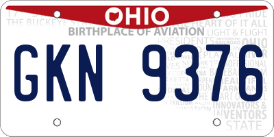 OH license plate GKN9376