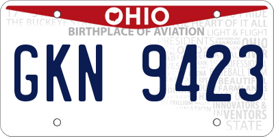 OH license plate GKN9423