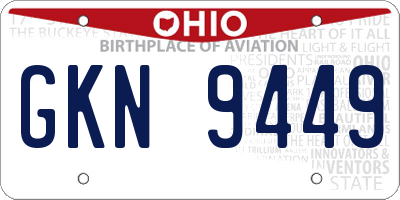 OH license plate GKN9449