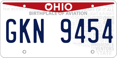 OH license plate GKN9454