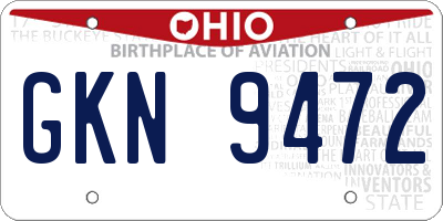 OH license plate GKN9472