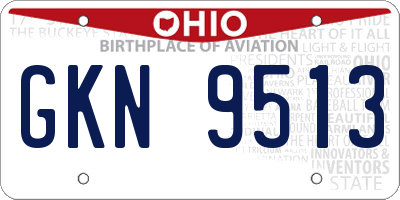 OH license plate GKN9513