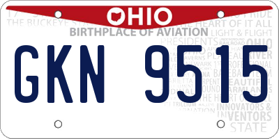 OH license plate GKN9515