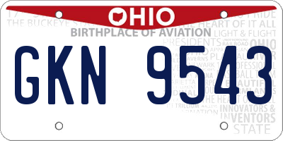 OH license plate GKN9543