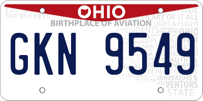 OH license plate GKN9549