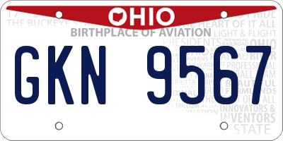OH license plate GKN9567