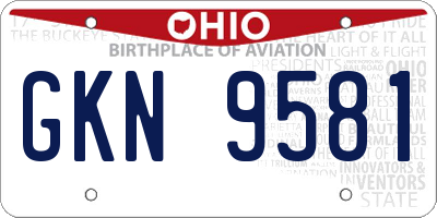 OH license plate GKN9581