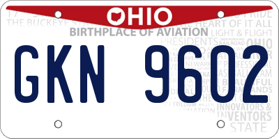 OH license plate GKN9602