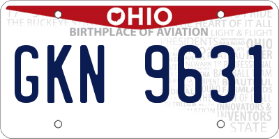 OH license plate GKN9631