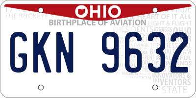 OH license plate GKN9632