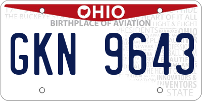 OH license plate GKN9643