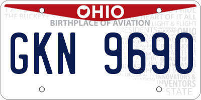 OH license plate GKN9690