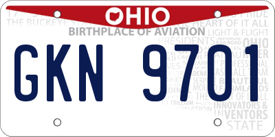 OH license plate GKN9701