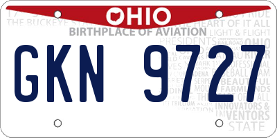 OH license plate GKN9727