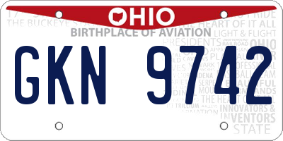 OH license plate GKN9742