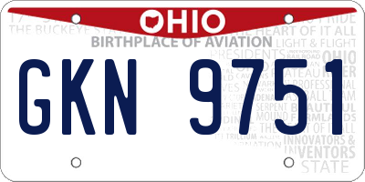 OH license plate GKN9751