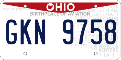 OH license plate GKN9758