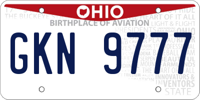 OH license plate GKN9777