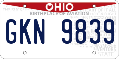 OH license plate GKN9839