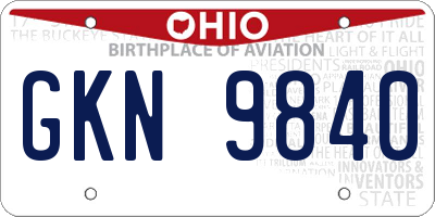 OH license plate GKN9840